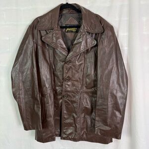Imperial Leather Vintage Chocolate Brown Leather Blazer Jacket 46 XL